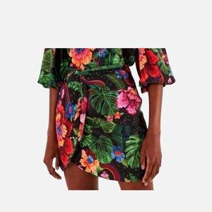 Farm Rio Floral Wrap Skirt and Top Set